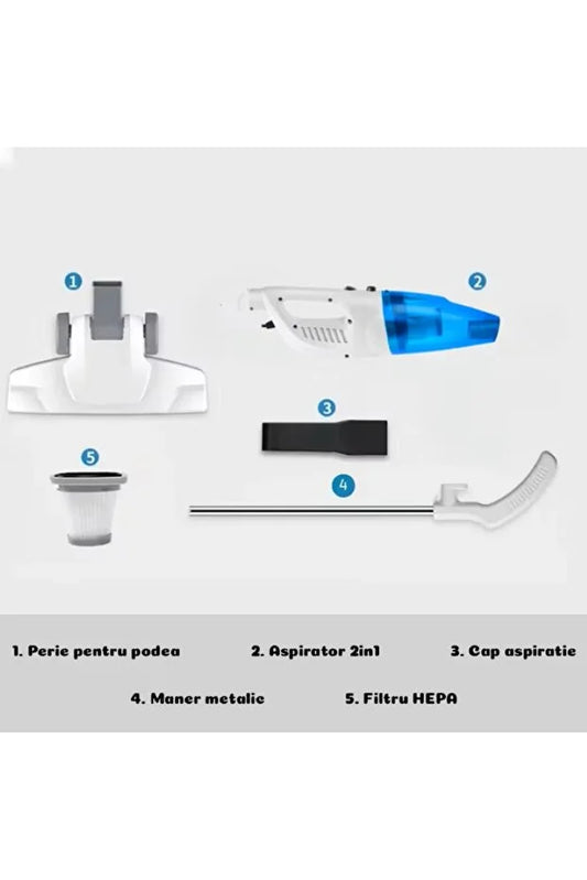 Aspirator portabil 2-în-1 600W cu filtru HEPA & cablu 4 m – uscat și umed, TL26