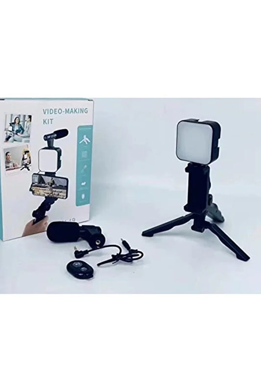 Kit vlogging 3-în-1 – microfon profesionist, lumină LED și trepied pentru telefon, TL47