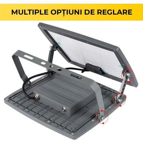 Proiector solar LED 100W – iluminat exterior/interior cu panou solar și telecomandă, TL55