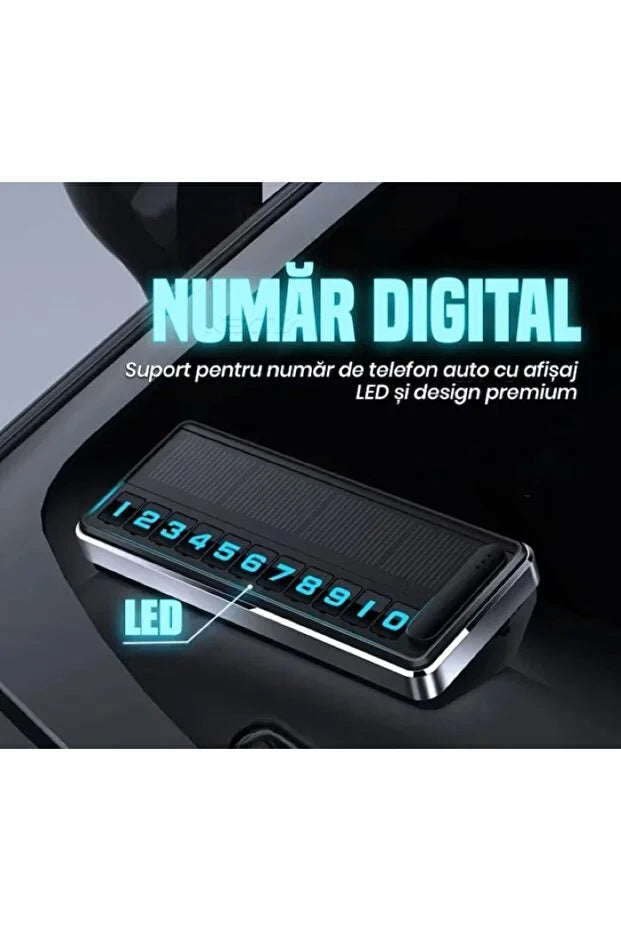 Suport număr telefon auto LED solar – cifre detașabile & fixare adezivă, TL51
