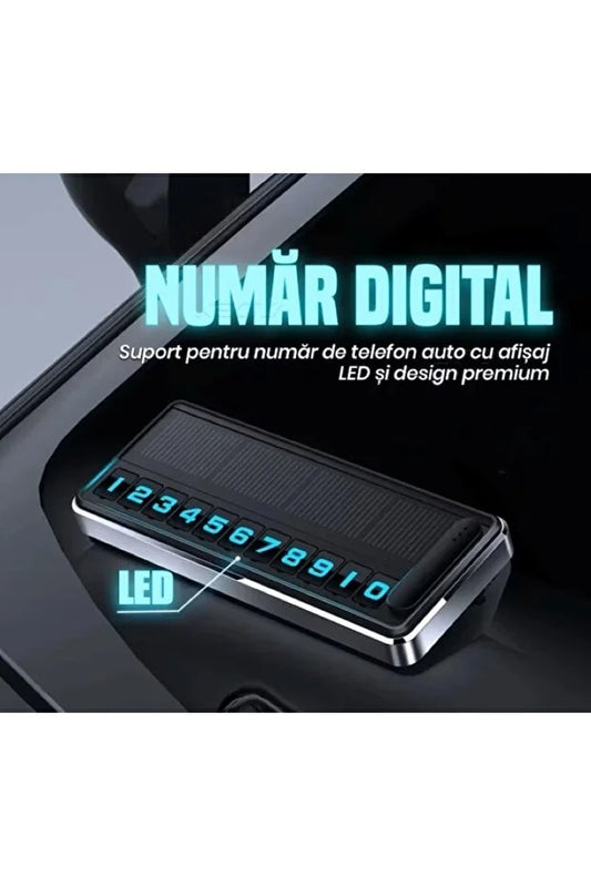 Suport număr telefon auto LED solar – cifre detașabile & fixare adezivă, TL51