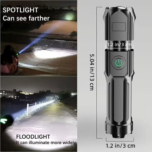 Lanternă LED Reîncărcabilă Puternică – Zoom Ajustabil, 5 Moduri, Waterproof, TL01