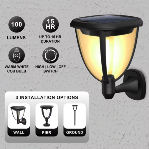 Set 2x Lampă Solară de Perete LED 3-în-1 + Accesorii – Iluminare Alei & Gard, TL23