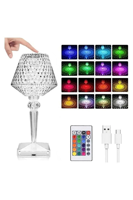 Lampă/Veioză LED RGB 16 culori – reîncărcabilă USB, touch & telecomandă, TL27