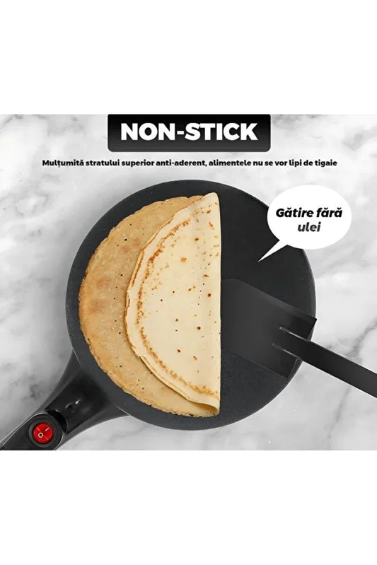 Tigaie electrică pentru clătite, suprafață mare, fără ulei, 110–220V, mâner rezistent, TL28