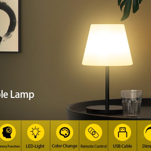 Lampă de Masă Solară RGBW cu Telecomandă – LED Exterior cu 2 Înălțimi, TL21