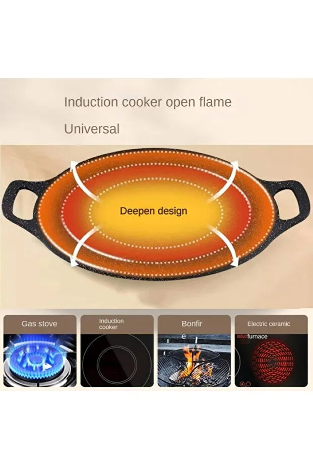 Tigaie grătar piatră medicală 30 cm – antiaderentă & gătit uniform, TL48