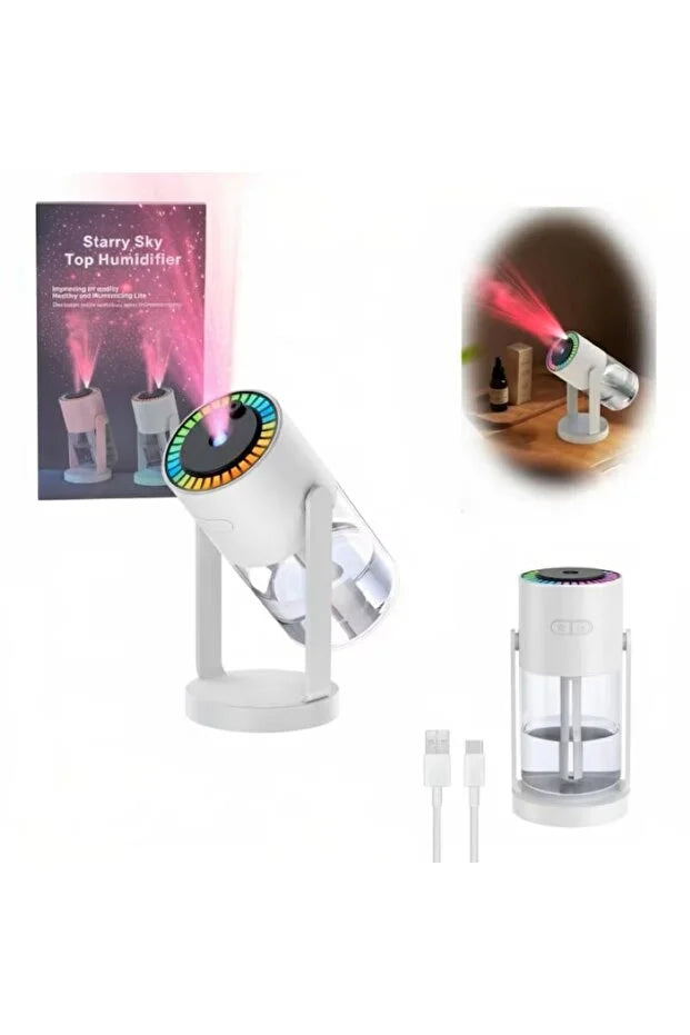 Umidificator portabil 280 ml cu LED RGB, proiector stele și difuzor de arome, TL33