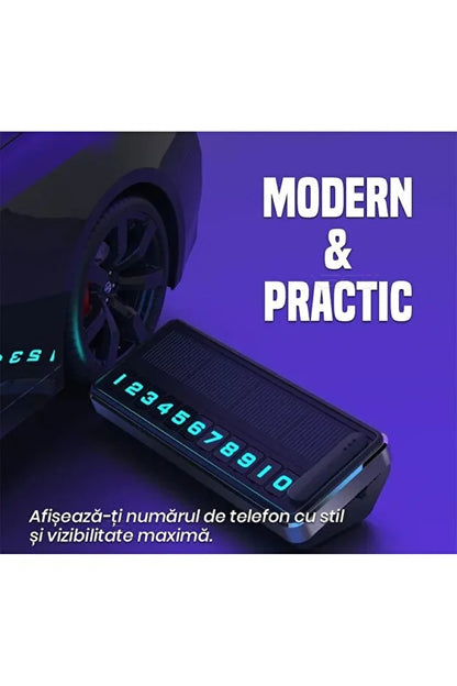 Suport număr telefon auto LED solar – cifre detașabile & fixare adezivă, TL51