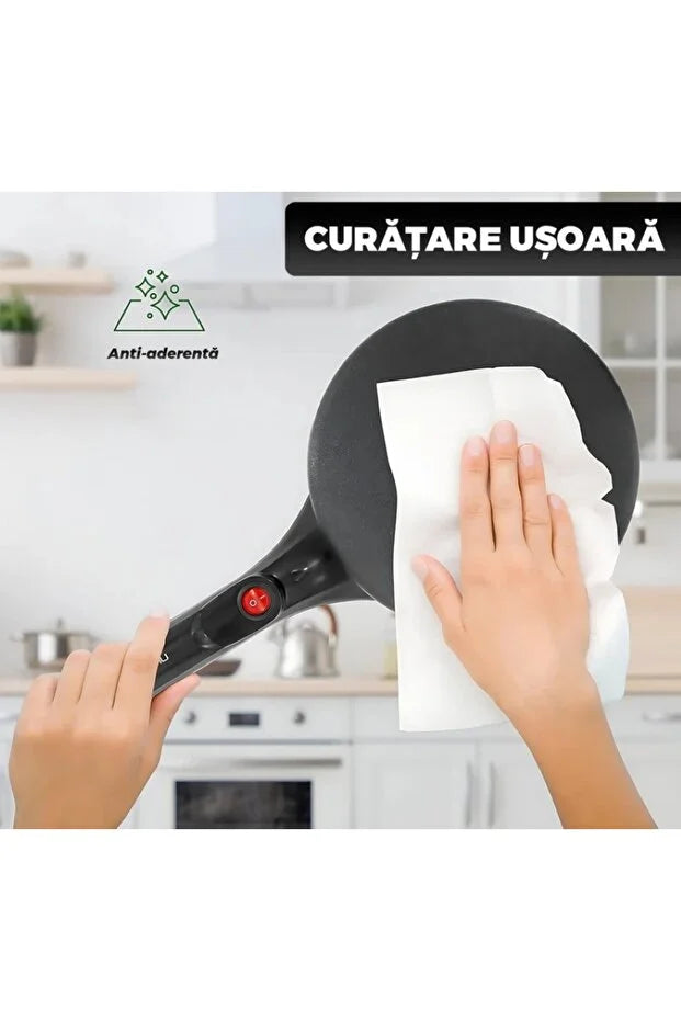 Tigaie electrică pentru clătite, suprafață mare, fără ulei, 110–220V, mâner rezistent, TL28