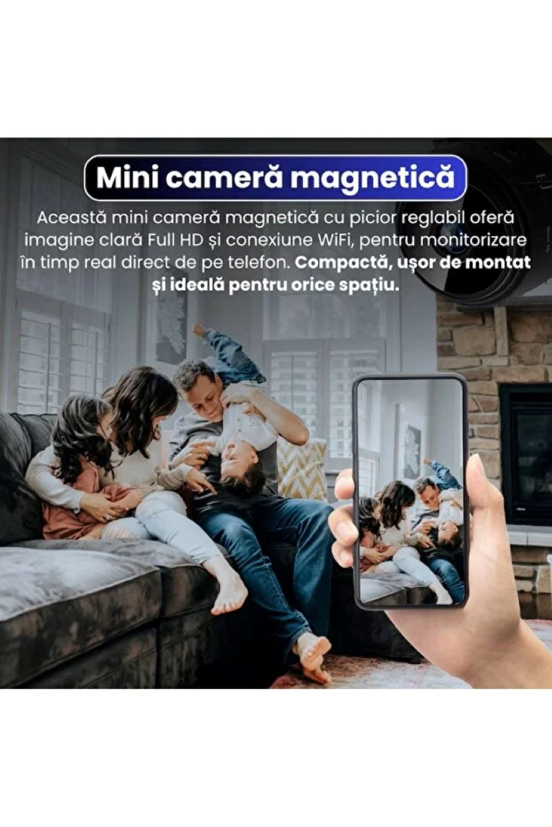Mini Cameră WiFi A9 Full HD – Supraveghere Discretă cu Night Vision & Alertă Mișcare (150°), TL02