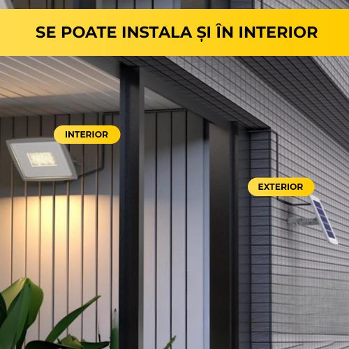 Proiector solar LED 100W – iluminat exterior/interior cu panou solar și telecomandă, TL55