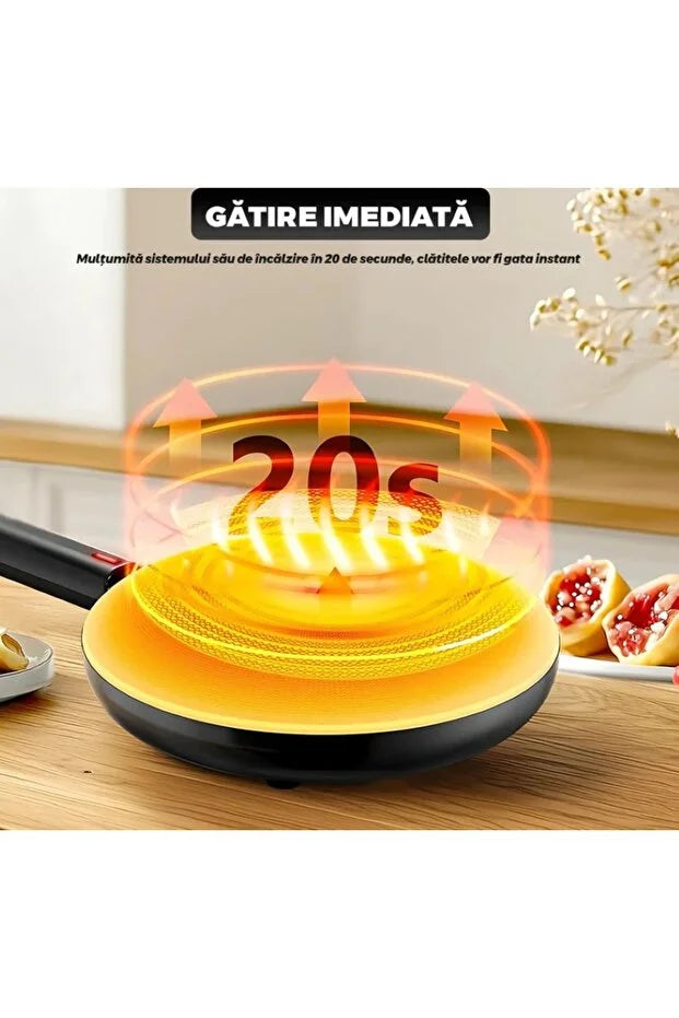 Tigaie electrică pentru clătite, suprafață mare, fără ulei, 110–220V, mâner rezistent, TL28