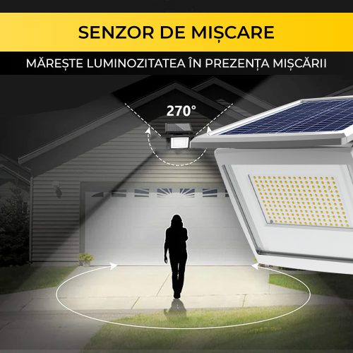 Proiector solar LED 100W – iluminat exterior/interior cu panou solar și telecomandă, TL55