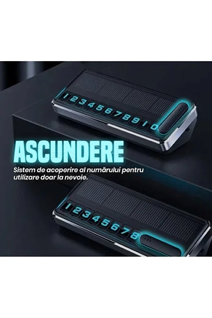 Suport număr telefon auto LED solar – cifre detașabile & fixare adezivă, TL51