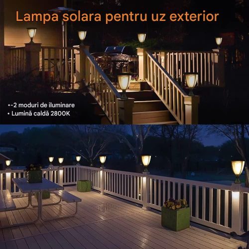 Set 2x Lampă Solară de Perete LED 3-în-1 + Accesorii – Iluminare Alei & Gard, TL23