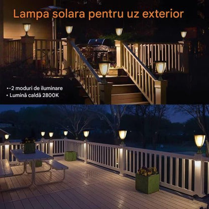 Set 2x Lampă Solară de Perete LED 3-în-1 + Accesorii – Iluminare Alei & Gard, TL23